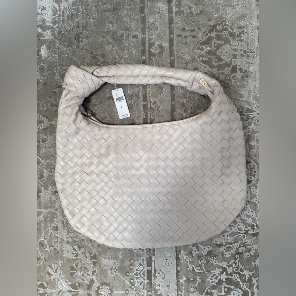 Anthropologie Cream Woven Hobo Bag
